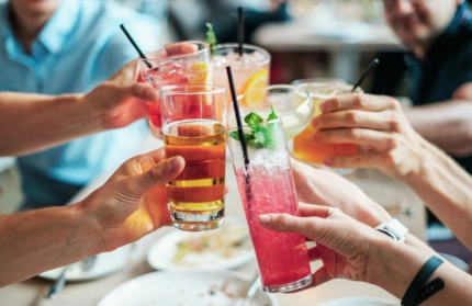 Group meal on a private beach